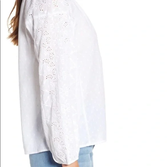 Velvet Eyelet Peasant Blouse - Picture 3 of 14